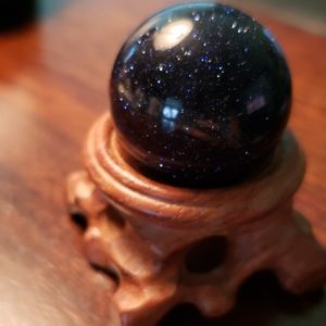 Navy blue goldstone/sandstone sphere & stand!